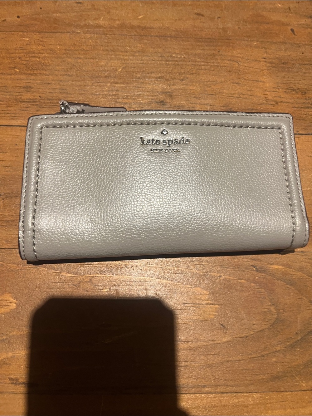 kate spade Leather Zip Wallet in Light Grey